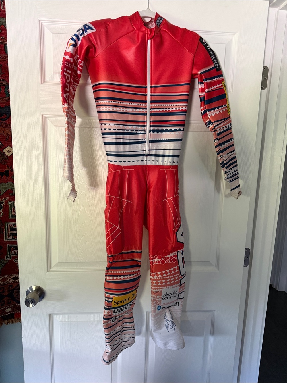 Spyder White and Red Patterned Men’s Racing Suit